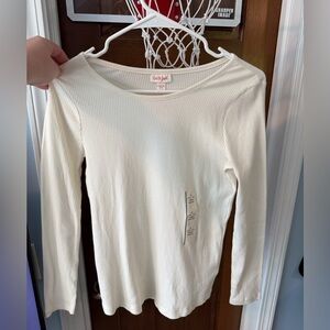 Cat & Jack Girl’s Ribbed Long-Sleeve Top - Ivory Cream